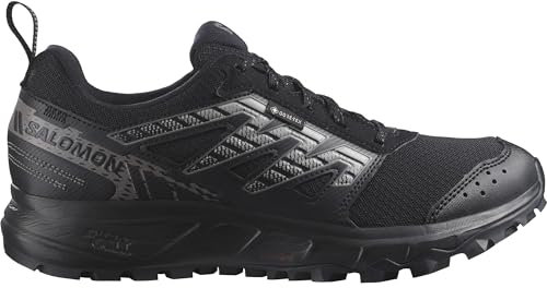 Salomon Wander Gore-Tex Damen Trail Running Wasserdichte Schuhe, Outdoor-bereit, Komfort durch Dämpfung, Sicherer Fußhalt, Black, 42