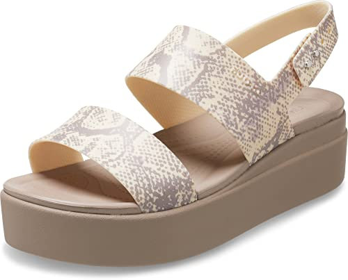 Crocs Femme Brooklyn Snake Low Wedge Sandales, Vanilla/Multi, 41/42 EU