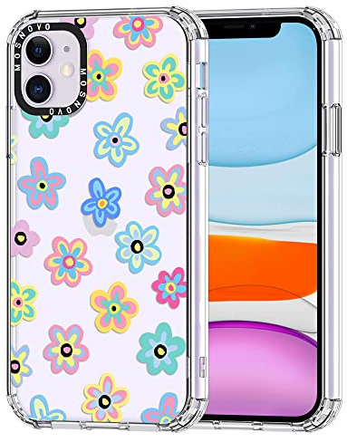 MOSNOVO für iPhone 11 Hülle – Durchsichtige, schlanke, stoßfeste TPU+PC-Handyhülle, [6,6 Fuß Fallschutz/Anti-Abziehen] - Groovy-Blume