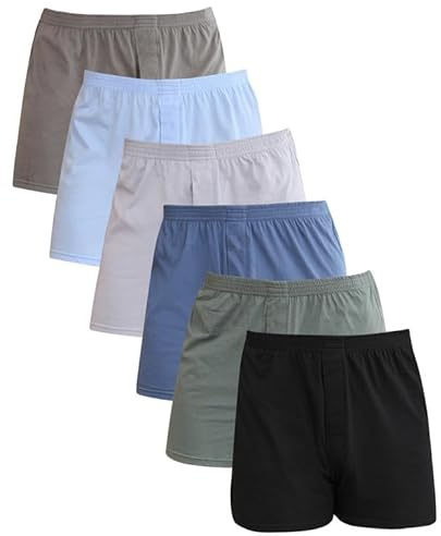 YANZHAO Men's Boxers Shorts, Comfortable Cotton Boxers for Men, Soft Loose Breathable the Underwear,6 Pack