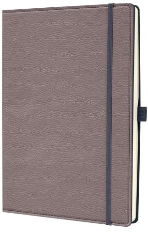 Sigel CO690 Notizbuch A4 dotted, Leder-Look, taupe, Hardcover, 194 nummerierte Seiten, nachhaltiges Papier, Inhaltsverzeichnis Stiftschlaufe Falttasche Gummibandverschluss, Conceptum