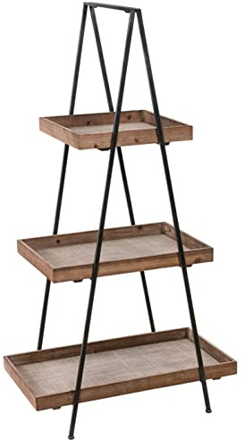 Dehner Deko-Regal, für Pflanzen & Accessoires, ca. 137.5 x 73 x 43 cm, Metall/Holz, schwarz/braun | für Pflanzen & Accessoires, Metall / Holz
