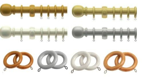28mm Wooden Curtain Pole Set (120cm, Antique Pine)