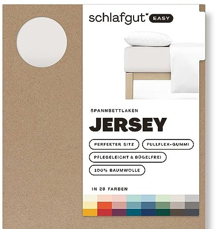 Schlafgut Easy Jersey Spannbettlaken 90x190 bis 100x200 Sand Light, Spannbetttuch aus 100% Baumwolle