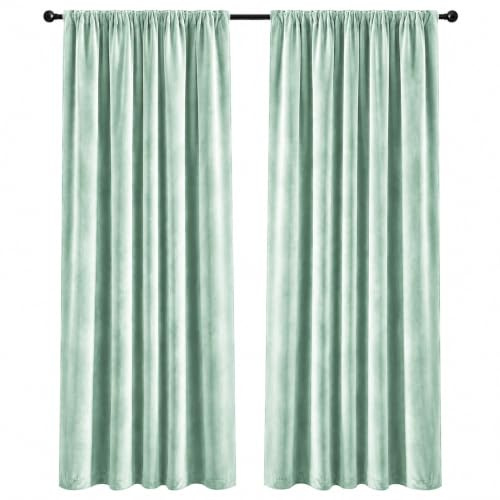 Samt Gardinen Blickdicht mit Kräuselband 140x245 cm – Thermo Verdunkelungsvorhänge für Wohnzimmer, weicher Samtvorhang (1, Antikgrün)