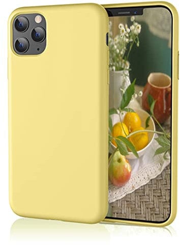 HiiVeet Silicone Case Compatible with iPhone 11 Pro Max Case 6.5 Inch, Soft Ultra Slim Protective Shockproof Liquid Silicone Phone Case with Anti-Scratch Microfiber Lining,Yellow