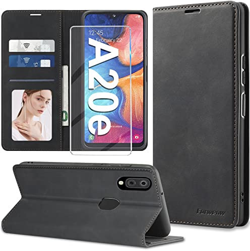 【𝐍𝐄𝐖】Handyhülle für Samsung Galaxy A20e Hülle Leder mit Schutzfolie [3 Kartenfächer] Klapphülle für Samsung Galaxy A20e Hülle Leder Wallet Klappbar Stoßfest Cover Case für Samsung Galaxy A20e Hülle