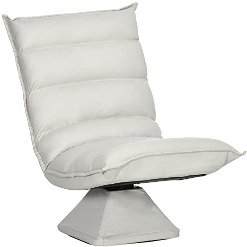 HOMCOM Bodenstuhl 360° drehbar Bodensessel mit Verstellbarer Rückenlehne gepolstert Relaxsessel zum Fernsehen, Lesen Lesesessel Meditationsstuhl Lazy Sofa für Meditation Yoga Zuhause Hellgrau
