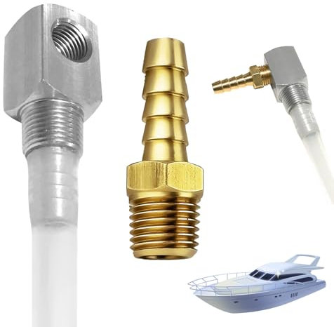 REPLACEMENTKITS.COM Brand 12” Fuel Pick Up Tube & Brass Fuel Line Barb Fits Standard Universal Boat Marine Gas Tanks, Polyethylene Tube with Strainer