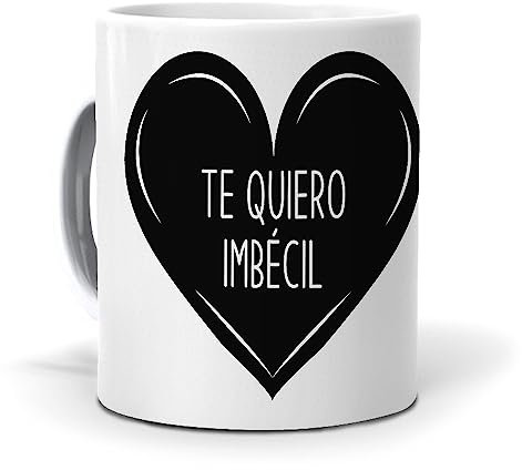 mundohuevo Taza desayuno original para parejas “Te quiero imbécil”| Capacidad 350 ml| Taza de cerámica AAA | Regalo original para amigos y amigas| Haz un regalo único| Taza para desayuno.
