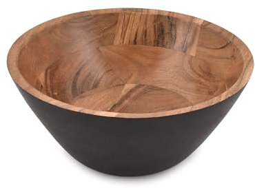 Indus Lifespace Frutero decorativo de madera negra de acacia para alimentos, frutas, ensaladas, palomitas de maíz y decoración para encimera de cocina o centro de mesa de granja (22,86 cm x 22,86 cm x