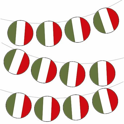 AK Giftshop Italian Italy Flag Bunting Party Decorations Flags - 12pcs / 2.5m Ribbon