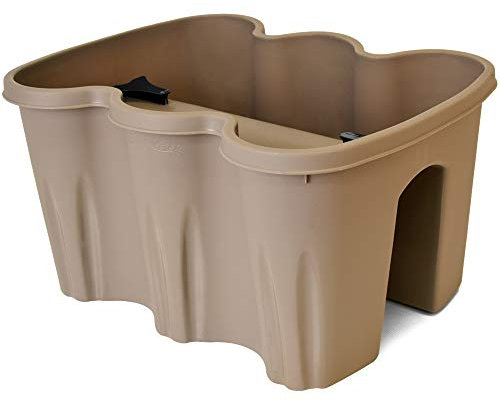 Deuba® Geländerkasten 38x29x20cm inkl. Klammern witterungsbeständig Geländer Balkonkasten Blumentopf Blumenkasten Caramel