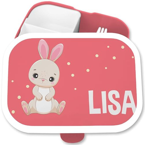 Brotdose Kinder Campus für Mepal - Hase süß Hasen Hasenmotiv Langohr Rabbit - 750 ml - Rosa - brotdosen kindergarten bunny rabbits brotzeitbox personalisierte tiere fächern mädchen tier kita