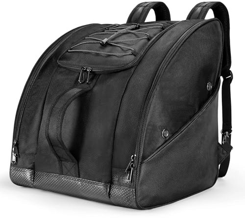 Mooedcoe Skischuhtasche, Skischuhe und Snowboardtasche, Rucksack, Herren und Damen, Ski-Ausrüstungstasche mit verschleißfestem, wasserdichtem PVC-Boden (schwarz)