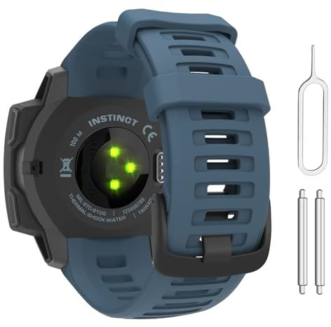 MoKo Armband Kompatibel mit Garmin Instinct/Instinct Solar/Tactical/Instinct 2, Weiches Silikon Uhrenarmband Sport Ersatzarmband Wechselarmband, Hurrikan Blau