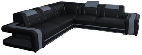 HTI living Ecksofa Cerik Schwarz Couch Wohnlandschaft Kunstleder mit verstellbaren Kopfstützen
