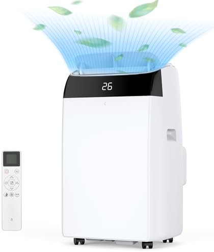 Mobile Klimaanlage 12000BTU 3,5kW, 4-in-1 Mobiles Klimagerät, Luftentfeuchter, Kühlventilator mit 2 Geschwindigkeiten, Folge mir Funktion, Mobiles Klimagerät mit Abluftschlauch, Raumgröße bis (51㎡)