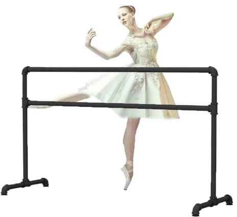 SnamicE Ballettstange, Schwarze doppellagige Ballettstange aus Eisen, bewegliche Beindruckstange für Erwachsene und Kinder, Starke Tragfähigkeit (schwarz, 1,5 m/5 Fuß)