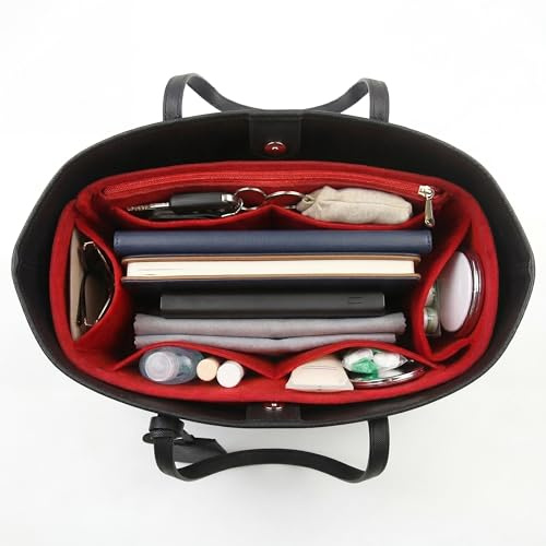 banbeln Handtaschen Organizer für Damen, Taschenorganizer Einsatz für Handtasche, leicht mit Reißverschlusstasche, weiches Stofffutter (Red, SM)