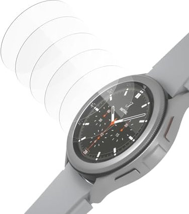 Sinoacc Screen Protector Compatible with Samsung Galaxy Watch 8 Classic 46mm / Watch 4 Classic 46mm Tempered Glass Cover, Perfectly Fit, HD Ultra-Thin, Easy Install, Glass Size 34.5mm, 6 Pack