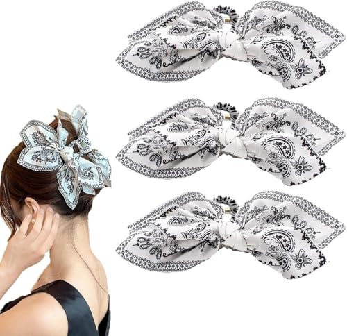Bandana Claw Clip,Bandana Hair Clip,Bandana Bow Claw Clip,Boho Bow Knot Bandana Fabric Hair Claw Clip (A)