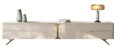 Banc TV Meuble TV de Rangement de Grande capacité, Salon, Petit Appartement, avec Pieds d'armoire en métal en Acier Inoxydable, faciles à Nettoyer Meuble TV