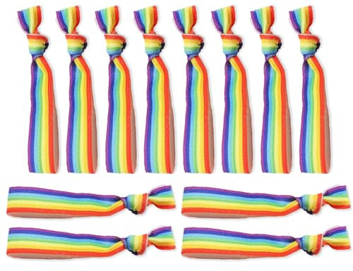 AOYEGIC 12 Stück Gay Pride Armband,Regenbogen-Flagge,LGBTQ armbänder,regenbogenfarbenes Band,für Männer,Frau,Paar,Regenbogen Partyeintritt accessoires(10 * 1.5 cm)