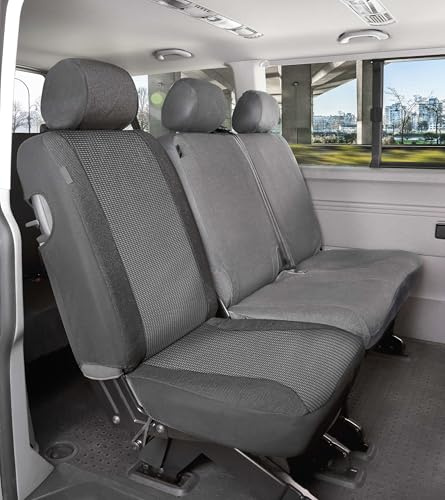 WALSER Transporter Sitzbezüge Universalgröße, Autoschonbezug für 1 Einzelsitz hinten + 1 Kopfstützenbezug, Auto Sitzbezüge aus Premium Jacquard, Einzelsitzbezug Transporter, Auto Sitzauflagen für Van