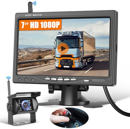 Hikity Wireless Car Reversing Camera 7 Inch Monitor Kit Screen Waterproof Car Rear View Camera Night Vision Rear View Camera for Truck/RV/Trailer/Bus