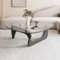 WappiGo Tables de salon, extrémité moderne du milieu du siècle avec base en bois massif, table basse triangulaire en verre trempé, table centrale vintage pour salon, balcon