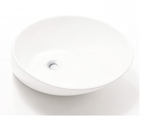 SdaryWare Lavabo de cerámica Ovalado para baño, sobre encimera, de Porcelana Blanca, sin rebosadero, Solo de cerámica.