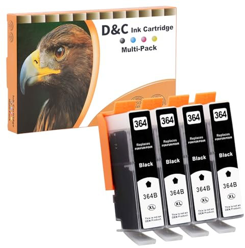 D&C 364XL Druckerpatronen für HP 364 364 XL Schwarz Kompatible Druckerpatronen für HP Photosmart 5520 5510 5520 5524 Deskjet 3520 Officejet 4622 4622, 5510 5520 5524 6520 5515 7520（4er-Pack）