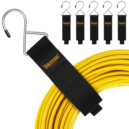 Trilancer Verlängerungskabel-Organizer & Aufhänger bis 22 kg (6er Pack) | Klettbänder mit Metallhaken für Kabel,Seile, Schläuche.Organisation und Aufbewahrung in Haus,Garage und Werkstatt(33 x 3,8cm)
