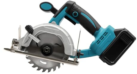 Scie circulaire sans fil 4,0 Ah - Scie circulaire manuelle avec profondeur de coupe réglable - Coupe biseautée pour jardin, construction, forêt, travail du bois, vitesse de coupe élevée, guidage