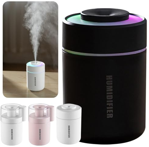 Mini Portable Humidifier for Bedroom, Portable Humidifiers for Home & Car,USB Desktop Air Humidifier with Colorful Night Light, Room Essential Oil Diffuser,Christmas Winter Holiday Gifts