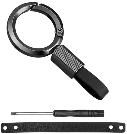 Porte-clés en Cuir de Voiture, Porte-Clé Auto Universel avec Anneau Rotatif 360°, Alliage Métallique Résistant, Accessoire Élégant et pour Homme et Femme