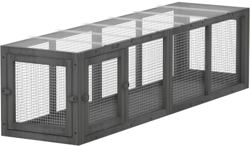 PawHut Katzentunnel mit 3 Türen, für Katzen bis 10 kg 151,5 x 38,5 cm Grau | Katzenspielzeug aus Holz, Erweiterbar, Katzenhöhle, Rascheltunnel, Spieltunnel, für Drinnen und Draußen
