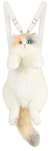 Mochila de Peluche con Forma de Animales Forma Artesanal Gatito Calicó | Bolso con forma de gato adorable hecho a mano Para El Día A Día, Amigas, Mujeres, Niñas, Adultos, Niños, Compr
