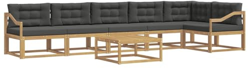 vidaXL Outdoor-Sofagarnitur 7 pcs Weiß und Anthrazit 79 x 79 x 37 cm, Moderne Garten-Sofa-Ecke, wetterfestes Set, modulares Lounge-Möbel, ergonomisch & Akazien-Stil