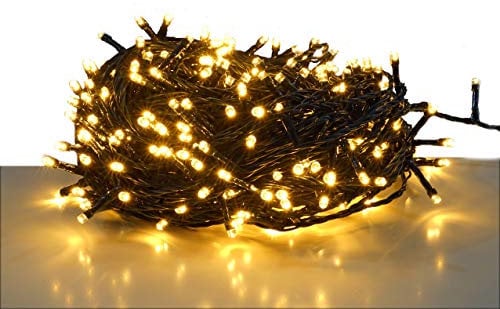 LED Lichterkette mit 400 LED - warm weiß/Kabel: grün - für den Innen- und Außenbereich - Weihnachtsbaum Lichterkette