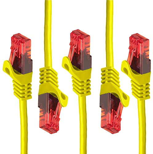 BIGtec - 5 Stück - 0,5m Gigabit Netzwerkkabel Patchkabel Ethernet LAN DSL Patch Kabel gelb (2x RJ-45 Anschluß, CAT.5e, kompatibel zu CAT.6 CAT.6a CAT.7) 0,5 Meter