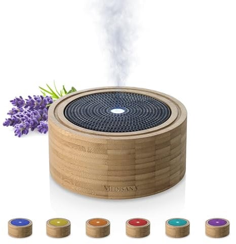 Medisana AD 625 Aroma Diffuser, Duftöl Diffusor für ätherische Öle, Duftlampe mit Wellness-Licht in 6 Farben, Luftbefeuchter für Wohnzimmer, Schlafzimmer, Büro, Raumbefeuchter 100 ml