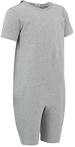 Kaycey Zip back Short Sleeve Short Leg Knee Length Jumpsuit, Adaptive Clothing for Kids with Special Needs, Soft Cotton, Grey,3-4 Years