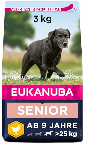 Eukanuba Hundefutter mit frischem Huhn für große Rassen, Premium Trockenfutter für Senior Hunde, 3 kg