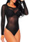 Toocool - LC6581 Damen-Body, Unterjacke, transparent, Rundhalsausschnitt, langärmelig, Schwarz , L/XL