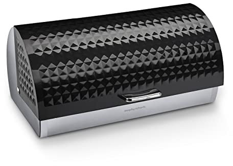 Morphy Richards 978050 Dimensions Roll Top Bread Bin with Stainless Steel Body, Black