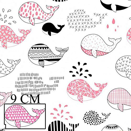 Pingianer 8,98€/m Fisch Wal Hai 100% Baumwolle 50x160cm Baumwollstoff Meterware Handwerken Nähen Stoff (Wal Rosa)