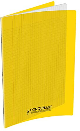 CONQUERANT Cahier Classique 24x32cm Grands Carreaux Seyès 96 Pages Agrafées Couverture Polypro Jaune