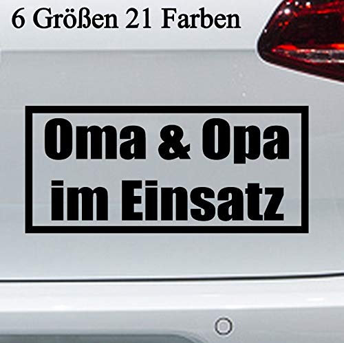 Oma & Opa im Einsatz Sticker in 6 Größen Enkel Taxi Spruch Aufkleber Auto JDM in 6 Größen und 21 Farben